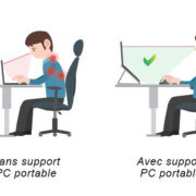 Repose ordinateur portable contre les douleurs à la nuque et au dos au travail