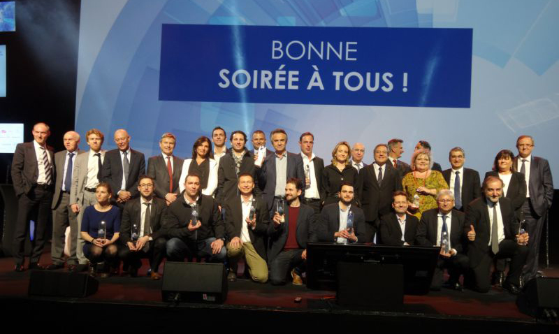 Les douze lauréats récompensés à la Fête de l'Entreprise 2017 - Crédit photo : Le Progrès 