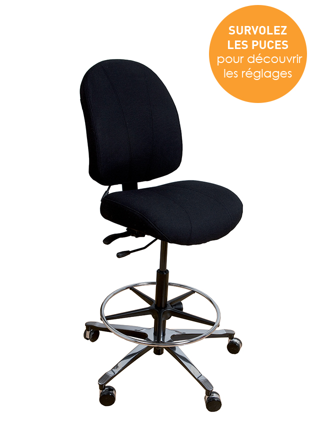 Visuel mode emploi interactif du siège ergonomique T6000 - Réglages du siège au poste de travail 